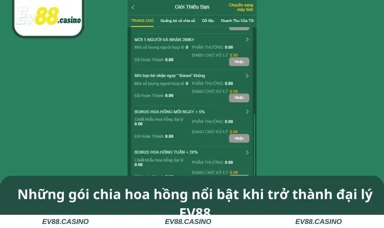 dai ly ev88 1 Những gói chia hoa hồng nổi bật khi trở thành đại lý EV88