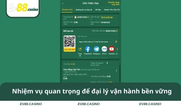 dai ly ev88 2 Nhiệm vụ quan trọng để đại lý vận hành bền vững